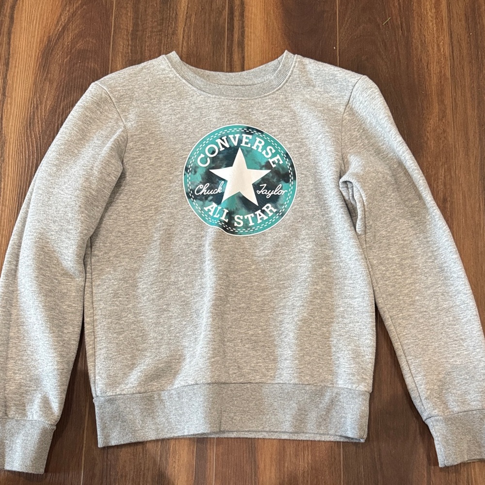 Converse Heather Gray Sweatshirt with Teal Logo